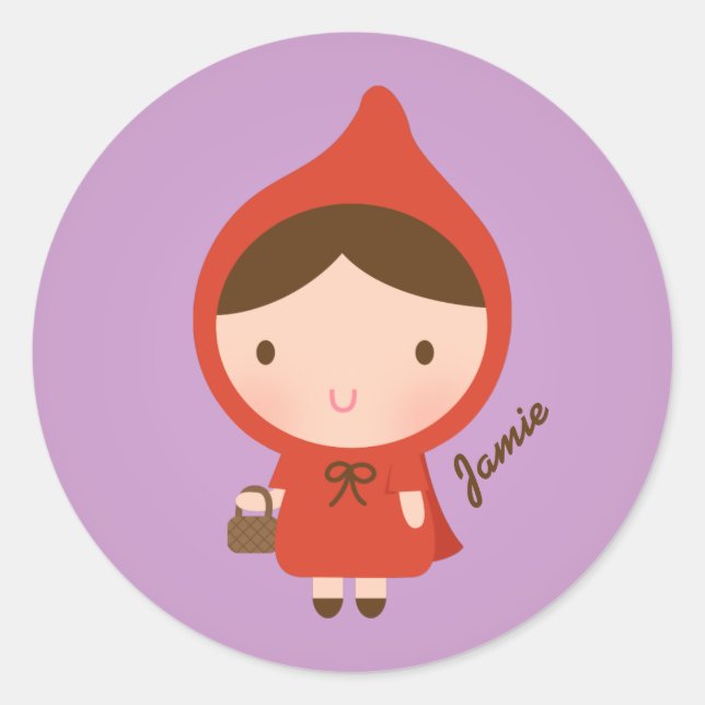 Cute Little Red Riding Hood Fairytale for Girls Classic Round Sticker (Front)
