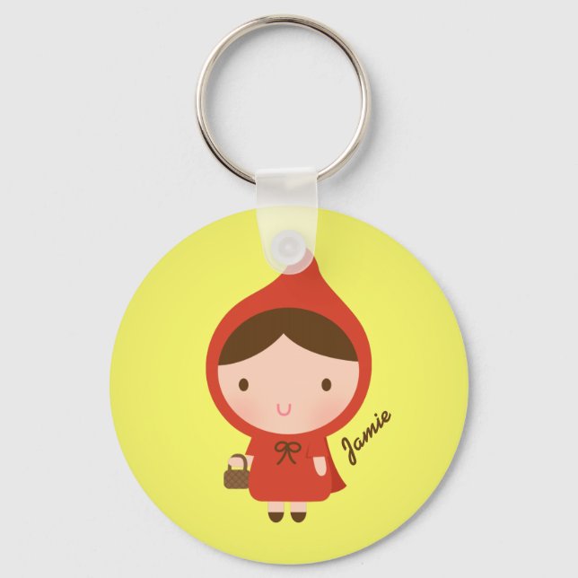Cute Little Red Riding Hood Fairytale for Girls Key Ring (Front)
