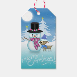 Cute Little Reindeer and Snowman Christmas Gift Tags