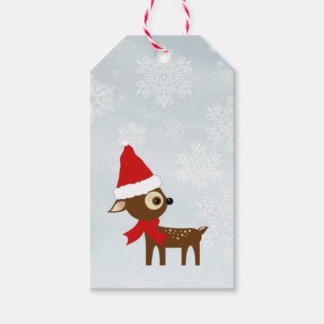 Cute Little Reindeer Christmas Gift Tags (Front)