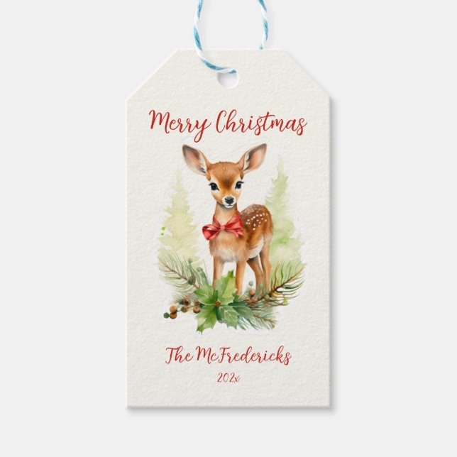 Cute Little Reindeer Christmas Gift Tags (Front)
