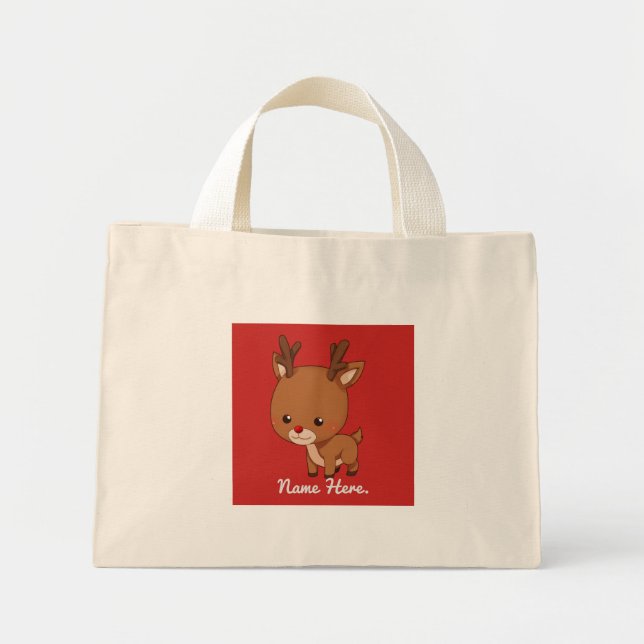 Cute Little Reindeer Mini Tote Bag (Front)