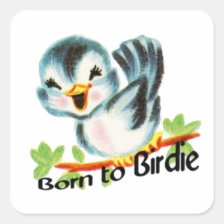 Cute Little Retro Bird Born to Birdie Golfers Gift Square Sticker