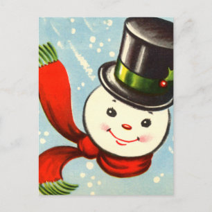 Cute Little Retro Snowman Holiday Postcard