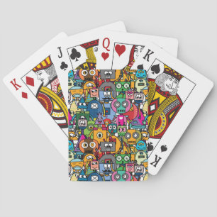 Cute little robots pattern playing cards