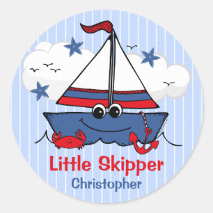 Cute Little Sailboat Classic Round Sticker