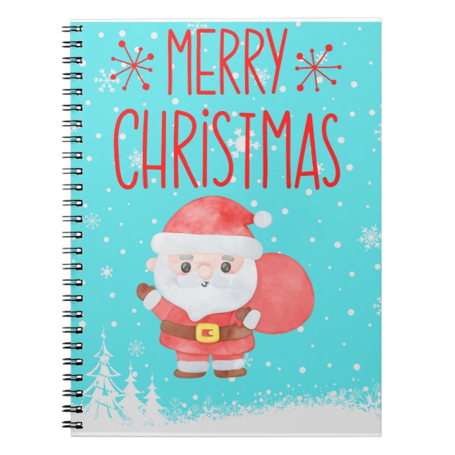 Cute Little Santa Blue Notebook (Front)