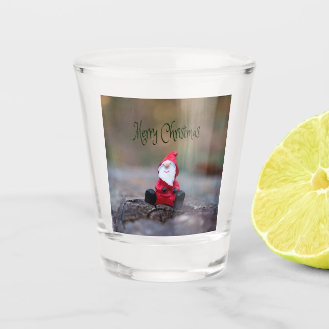 Cute Little Santa Clause Merry Christmas Shot Glass (Front)