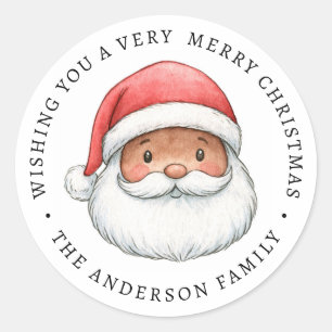 Cute little Santa illustration Merry Christmas Classic Round Sticker
