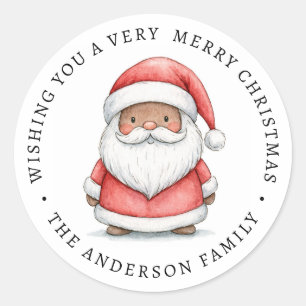 Cute little Santa illustration Merry Christmas Classic Round Sticker