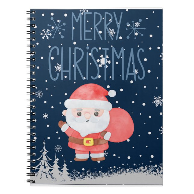 Cute Little Santa Navy Notebook (Front)