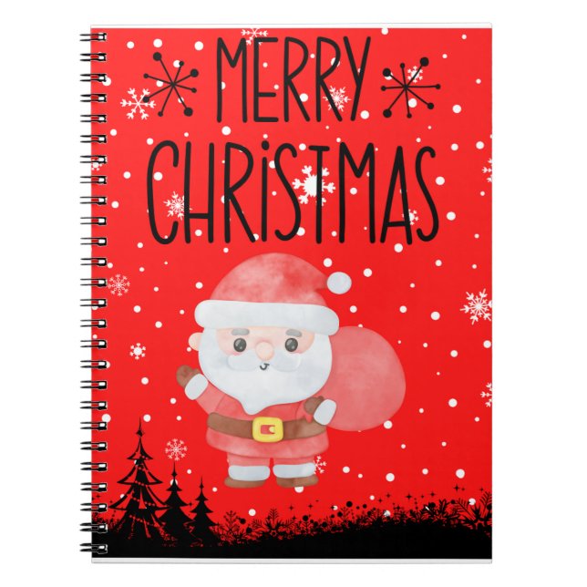 Cute Little Santa Red Notebook (Front)