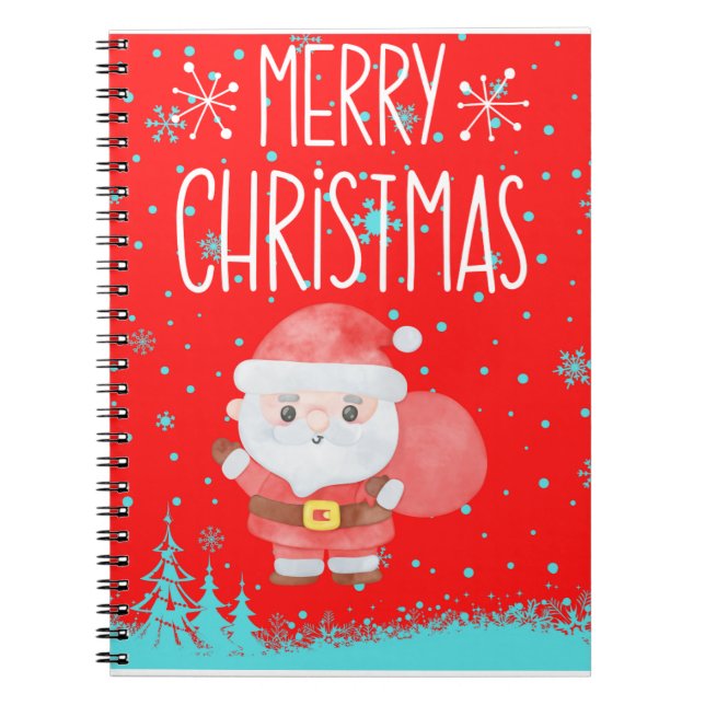 Cute Little Santa Red Notebook (Front)