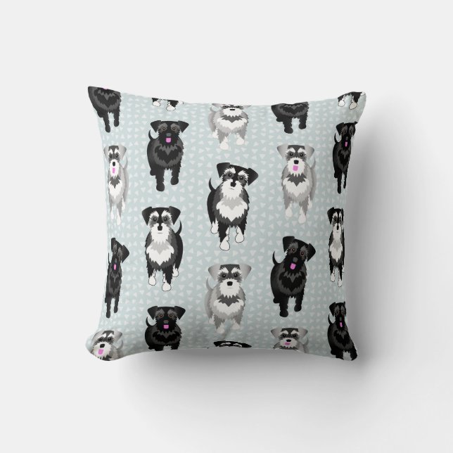 Cute little Schnauzers on the Move Retro Style Cushion (Front)