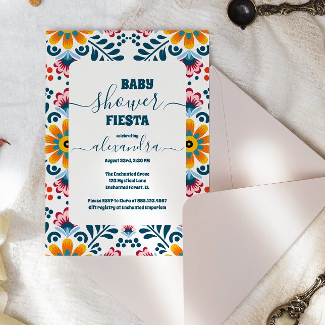 Cute Little Senorita Fiesta Flowers Baby Shower  Invitation (Creator Uploaded)