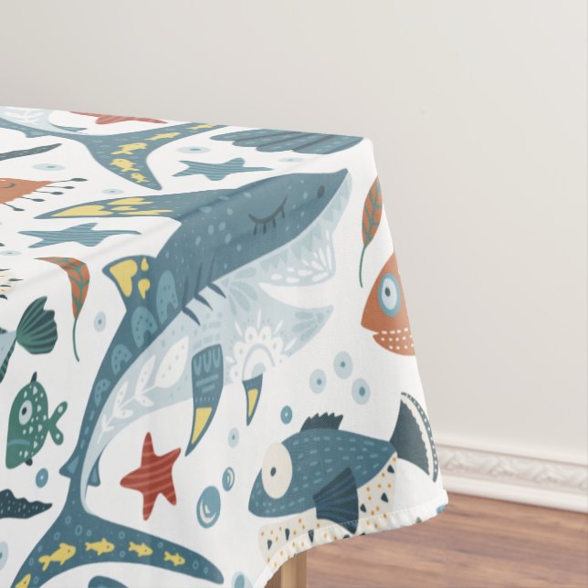 Cute Little Shark Baby Pattern Table Decorations Tablecloth (In Situ)