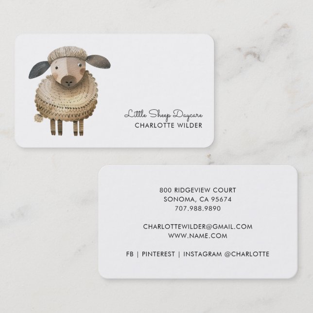 Cute Little Sheep Daycare Business Card (Front/Back)