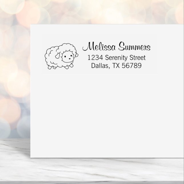 Cute Little Sheep Ewe Return Address Self-inking Stamp (Creator Uploaded)