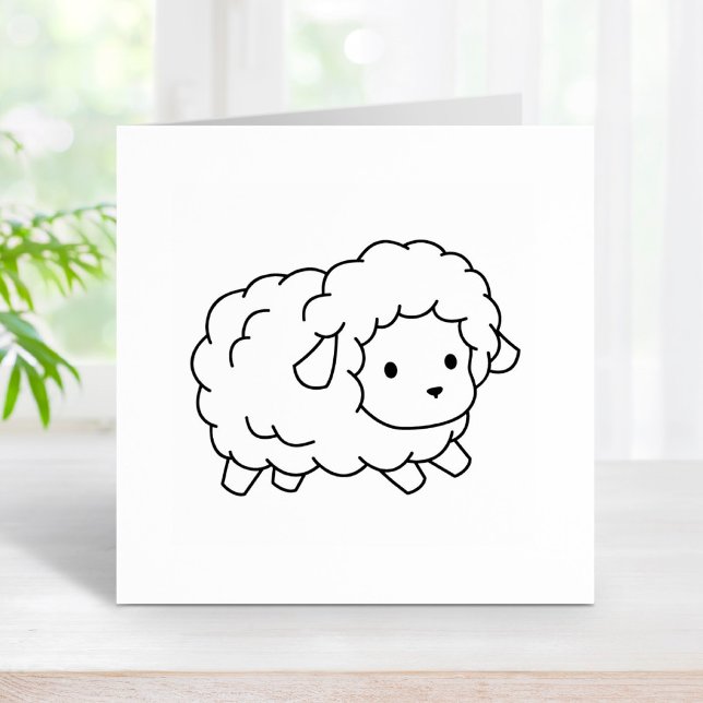 Cute Little Sheep Lamb Colour Me Rubber Stamp (Creator Uploaded)
