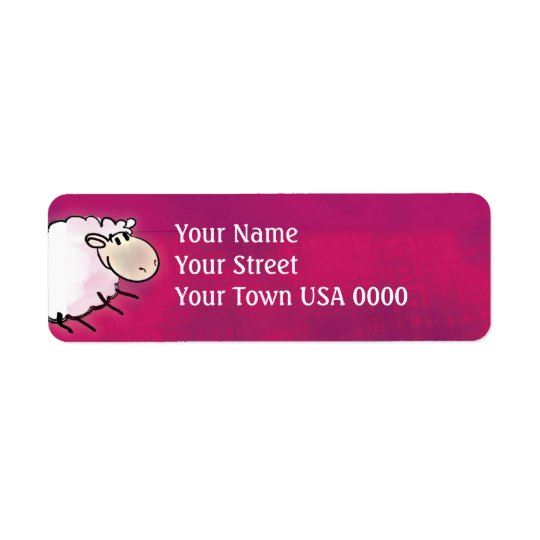 cute little sheep on dark pink return address label