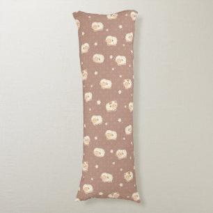Cute Little Sheep Pattern on Brown Body Cushion