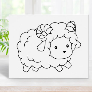 Cute Little Sheep Ram Colouring Page Poster