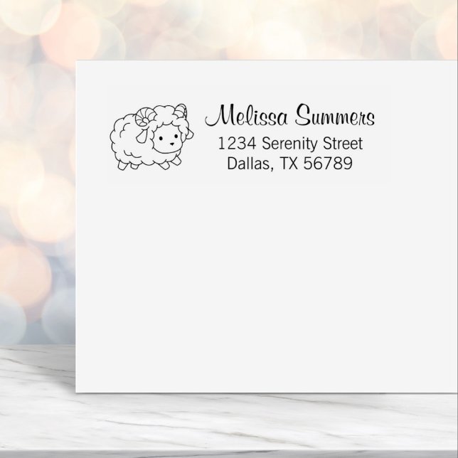 Cute Little Sheep Ram Return Address Self-inking Stamp (Creator Uploaded)