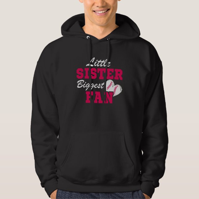 Cute Little Sister Biggest Fan Baseball Sister Bas Hoodie (Front)
