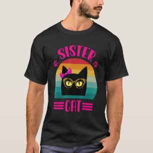Cute Little Sister Cat With Leopard Glasses Retro T-Shirt