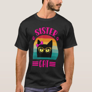 Cute Little Sister Cat With Leopard Glasses Retro  T-Shirt
