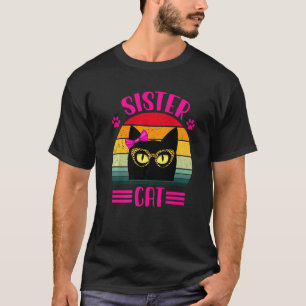 Cute Little Sister Cat With Leopard Glasses Retro T-Shirt