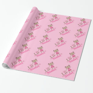 Cute Little Sister Stick Figure Ethnic Girl Wrapping Paper