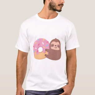 Cute Little Sloth Hugging A Doughnut T-Shirt