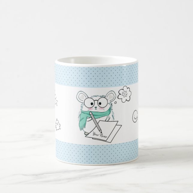 Cute Little Smart Hamster Blue Coffee Mug (Center)