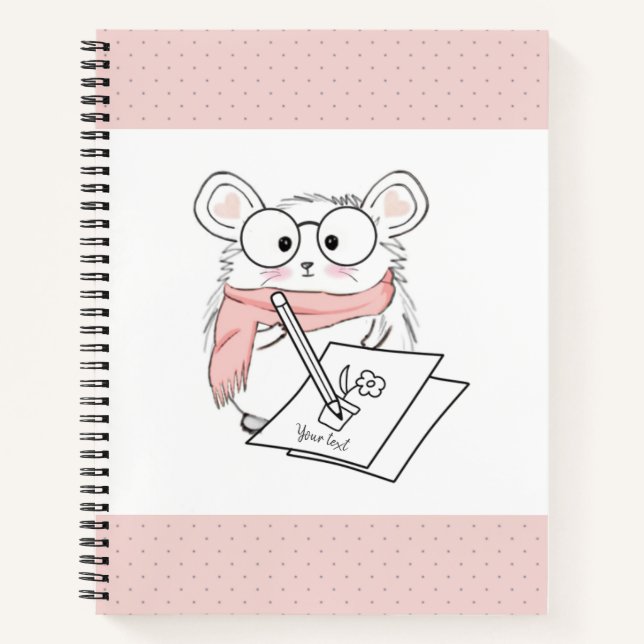 Cute Little Smart Hamster Pink Notebook (Front)