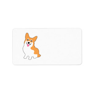 Cute Little Smiling Corgi Puppy Label