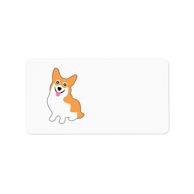 Cute Little Smiling Corgi Puppy Label (Front)