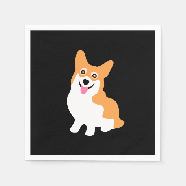Cute Little Smiling Corgi Puppy Napkin (Front)