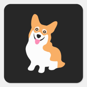 Cute Little Smiling Corgi Puppy Square Sticker