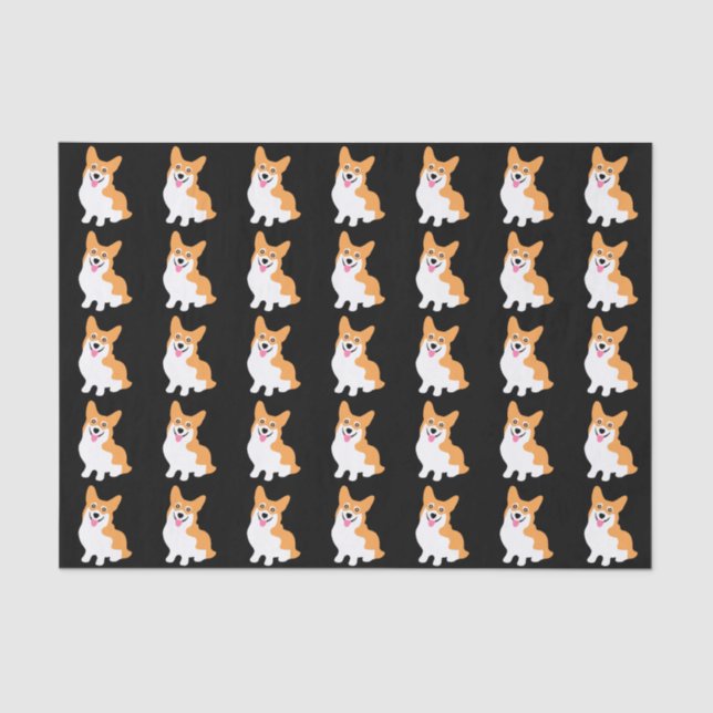 Cute Little Smiling Corgi Puppy Tissue Paper (Front)