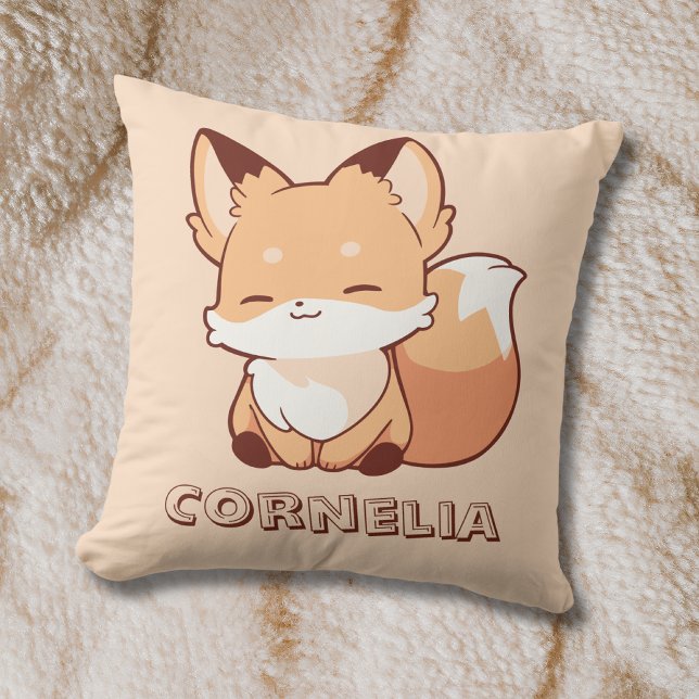 Cute Little Smiling Fox Personalised Name  Cushion (Creator Uploaded)