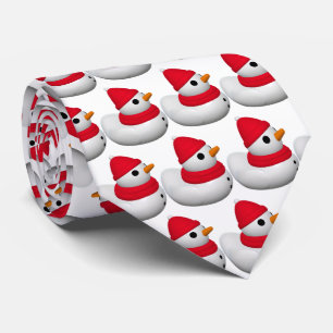 Cute Little Snowduck Snowman Duck Pattern Red Tie