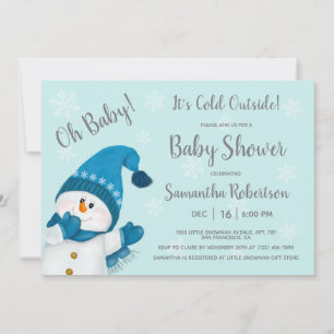 Cute Little Snowman Baby Shower It's Cold Outside Invitation