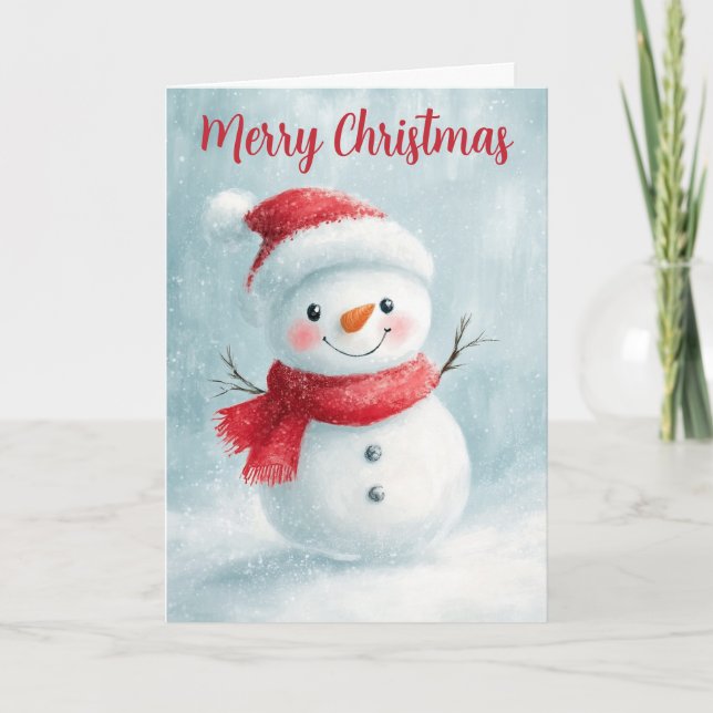 Cute Little Snowman Christmas Card (Front)
