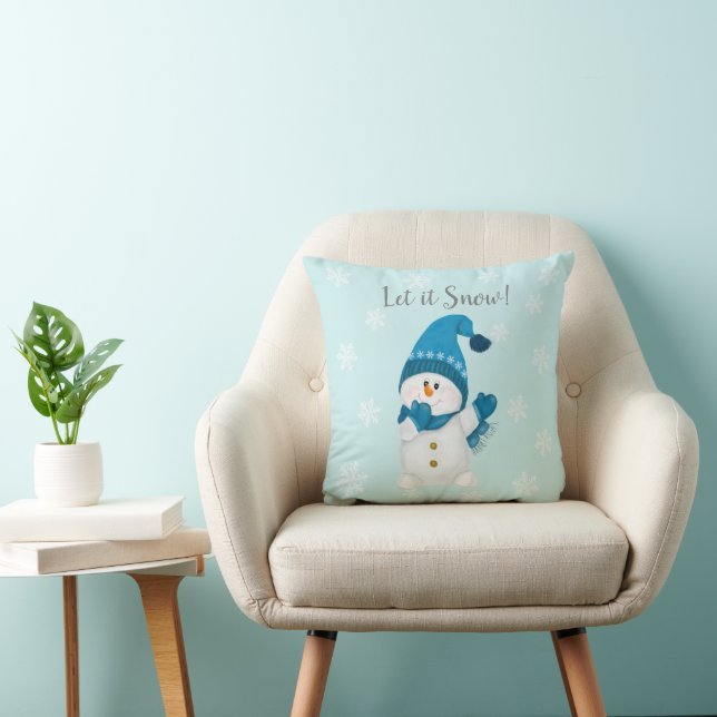 Cute Little Snowman Let It Snow! Merry Christmas Cushion (Chair)