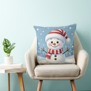 Cute little snowman with scarf & hat cushion