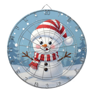 Cute little snowman with scarf & hat dartboard