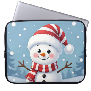 Cute little snowman with scarf & hat laptop sleeve