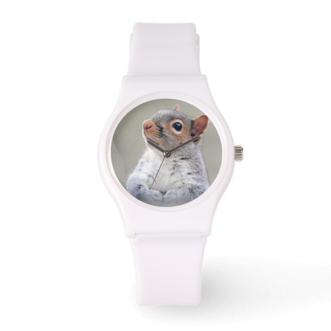Cute Little Soft and Fluffy Grey Squirrel Watch (Front)
