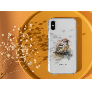 cute little sparrow in watercolor, customisable iPhone 11 case